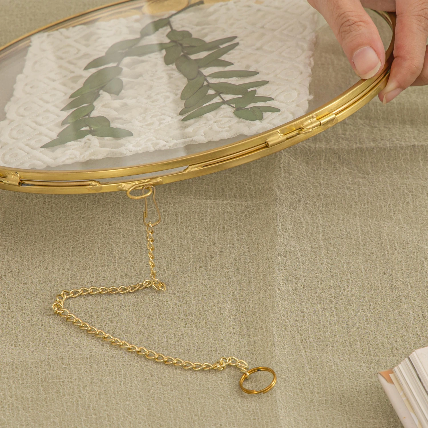 Wall Hanging Round 8" Herbarium Brass Glass Frame For Thick Pressed Flowers, Dried Flowers, Poster, Coin, Double Glass, Floating Frame 17 Wall Hanging Round 8" Herbarium Brass Glass Frame For Thick Pressed Flowers, Dried Flowers, Poster, Coin, Double Glass, Floating Frame - Image 15