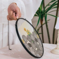 NCYP Glass Coin Organizer Holder For Morgan Silver Dollar Coin - Wall Hanging Display Frame - Round 8" Glass Floating Herbarium For Dried Flowers - Home Decor, Black -Ncyp Garden Store 290A2955