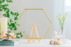 Wall Hanging Hexagon 12" Herbarium Brass Glass Frame For Thick Pressed Flowers, Dried Flowers, Poster, Coin, Double Glass, Floating Frame -Ncyp Garden Store 290A3097