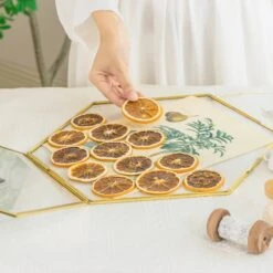 Wall Hanging Hexagon 12" Herbarium Brass Glass Frame For Thick Pressed Flowers, Dried Flowers, Poster, Coin, Double Glass, Floating Frame -Ncyp Garden Store 290A3125