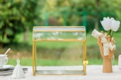 Nostalgic Cottage Barn Shape Gold Geometric Brass And Glass Card Box Terrarium With Slot, Heart Lock, Foot, Handmade For Wedding Reception 16 Nostalgic Cottage Barn Shape Gold Geometric Brass And Glass Card Box Terrarium With Slot, Heart Lock, Foot, Handmade For Wedding Reception -Ncyp Garden Store 290A6365