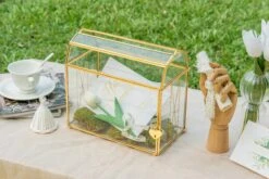 Nostalgic Cottage Barn Shape Gold Geometric Brass And Glass Card Box Terrarium With Slot, Heart Lock, Foot, Handmade For Wedding Reception 22 Nostalgic Cottage Barn Shape Gold Geometric Brass And Glass Card Box Terrarium With Slot, Heart Lock, Foot, Handmade For Wedding Reception -Ncyp Garden Store 290A6464
