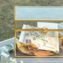 Handmade Vintage Geometric Glass Card Box Organizer Terrarium With Latch For Wedding Reception -Ncyp Garden Store 290A8995