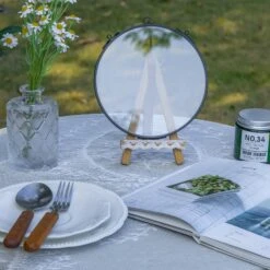 6" Black Wall Hanging RoundHerbarium Brass Glass Frame For Pressed Flowers, Poster, Double Glass, Floating Frame -Ncyp Garden Store 290A9310