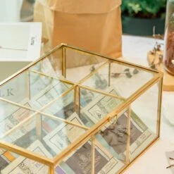 NCYP Glass Terrarium Box Tea Coffee Bag Storage Organizer Jewelry Counter 6 Grids Compartments Handcrafted Brass For Harney & Sons Tea Bag -Ncyp Garden Store 2 20201224001 4
