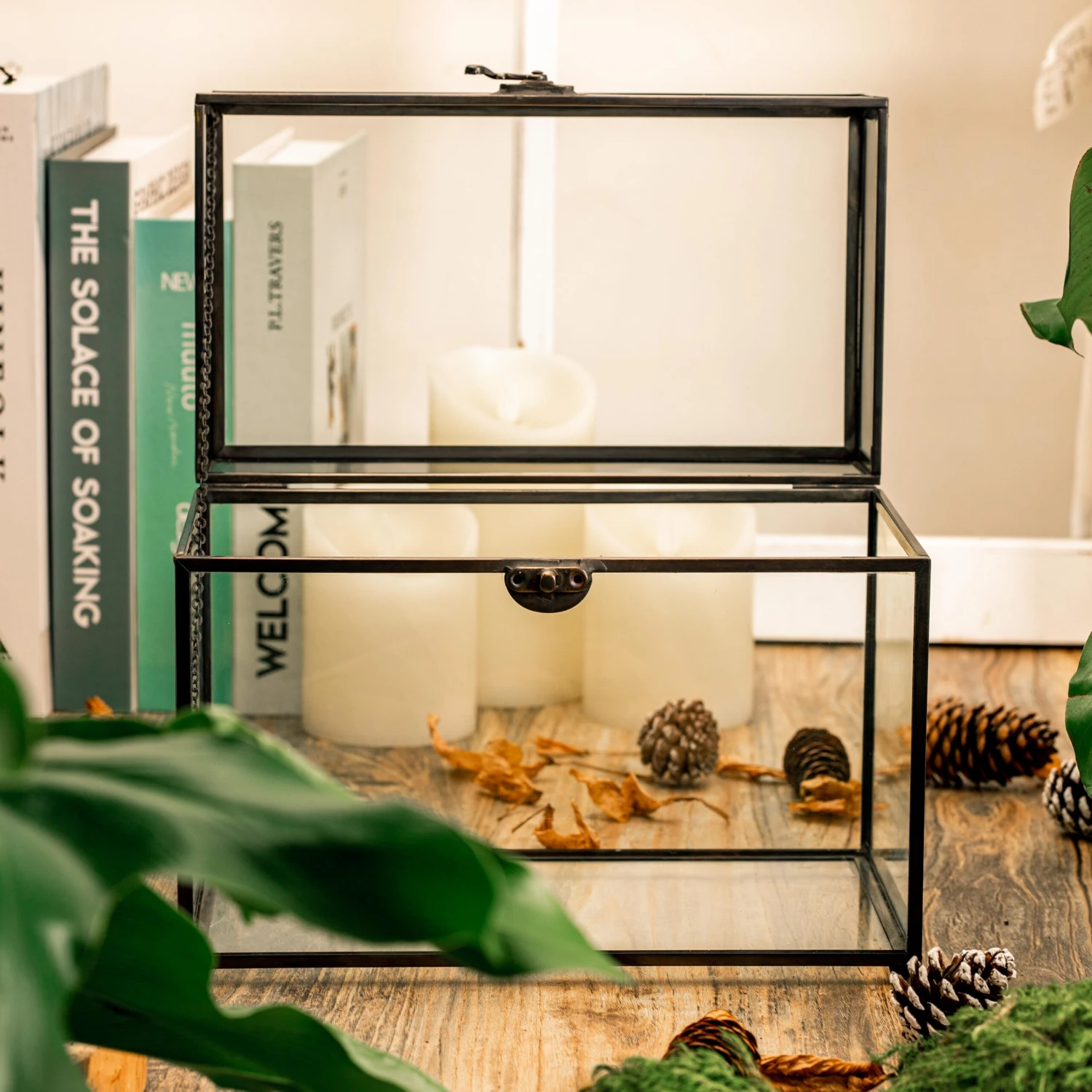 Black Geometric Glass Card Box Terrarium Foot Latch Handmade Rectangular For Wedding Receiption Wishwell Keepsake 4 Black Geometric Glass Card Box Terrarium Foot Latch Handmade Rectangular For Wedding Receiption Wishwell Keepsake - Image 2