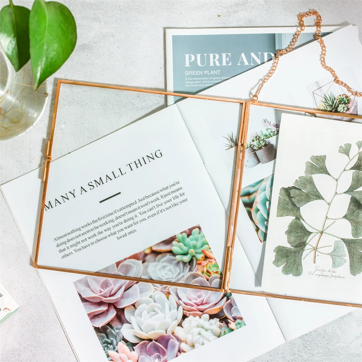 Handmade Large Wall Hanging Pure Copper Glass Artwork Certificate Photo Display Floating Frame 9 Handmade Large Wall Hanging Pure Copper Glass Artwork Certificate Photo Display Floating Frame - Image 8