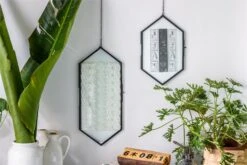 NCYP Vintage Black Brass Floating Hanging Glass Long Hexagon Photo Frame For Fern, Pressed Flower -Ncyp Garden Store 8987