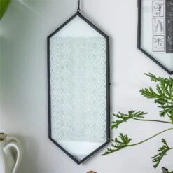 NCYP Vintage Black Brass Floating Hanging Glass Long Hexagon Photo Frame For Fern, Pressed Flower -Ncyp Garden Store 8990