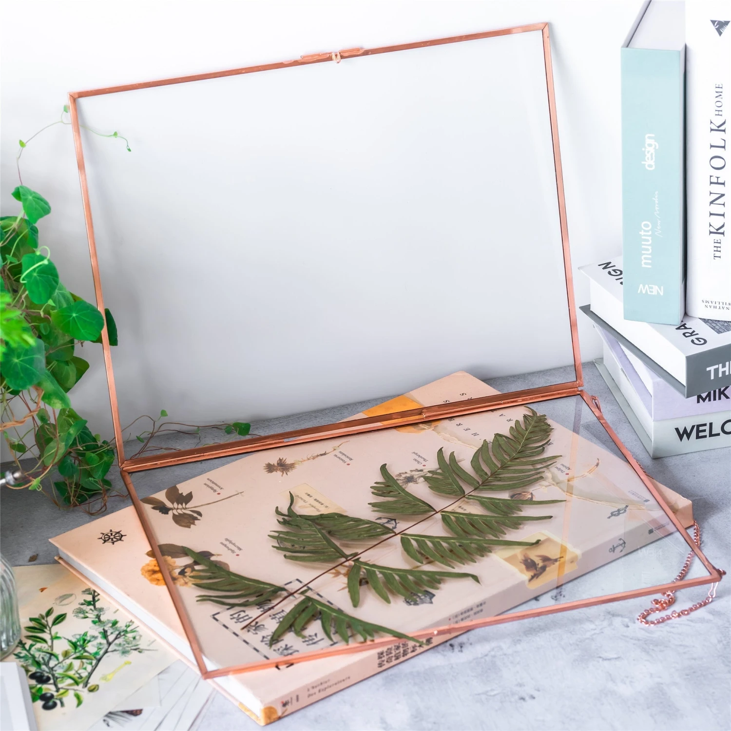 Handmade Large Wall Hanging Pure Copper Glass Artwork Certificate Photo Display Floating Frame 5 Handmade Large Wall Hanging Pure Copper Glass Artwork Certificate Photo Display Floating Frame - Image 4