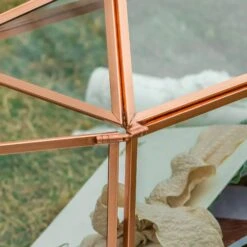 US Rose Gold Pink Pure Copper Standard Large Geometric Glass Card Box Terrarium With Slot, Lock, Handmade For Wedding Reception Wishwell -Ncyp Garden Store G01A1774
