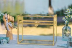 Handmade Vintage Geometric Glass Card Box Organizer Terrarium With Latch For Wedding Reception -Ncyp Garden Store G01A2394