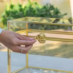 Handmade Vintage Geometric Glass Card Box Organizer Terrarium With Latch For Wedding Reception -Ncyp Garden Store G01A2419