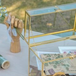 Handmade Vintage Geometric Glass Card Box Organizer Terrarium With Latch For Wedding Reception -Ncyp Garden Store G01A2462