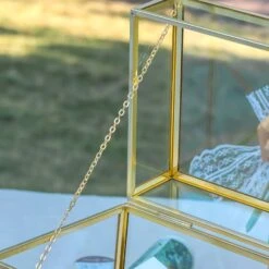 Handmade Vintage Geometric Glass Card Box Organizer Terrarium With Latch For Wedding Reception -Ncyp Garden Store G01A2469