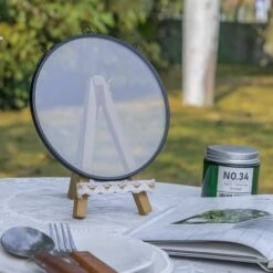 6" Black Wall Hanging RoundHerbarium Brass Glass Frame For Pressed Flowers, Poster, Double Glass, Floating Frame -Ncyp Garden Store G01A2826