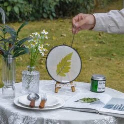 6" Black Wall Hanging RoundHerbarium Brass Glass Frame For Pressed Flowers, Poster, Double Glass, Floating Frame -Ncyp Garden Store G01A2881