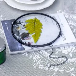 6" Black Wall Hanging RoundHerbarium Brass Glass Frame For Pressed Flowers, Poster, Double Glass, Floating Frame -Ncyp Garden Store G01A2921