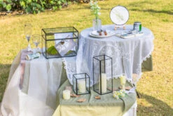 Tall Handmade Black Glass Candle Holder, Square, 9.8" Tall 35 Tall Handmade Black Glass Candle Holder, Square, 9.8" Tall -Ncyp Garden Store G01A3066