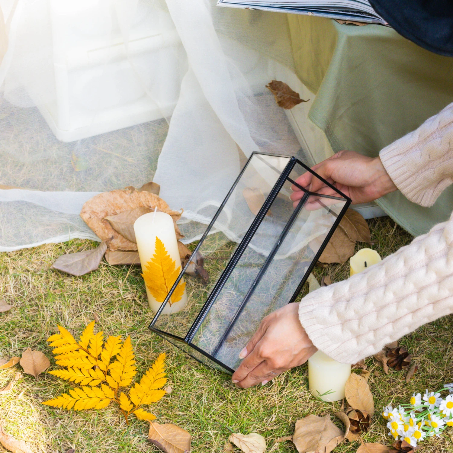Tall Handmade Black Glass Candle Holder, Square, 9.8" Tall 15 Tall Handmade Black Glass Candle Holder, Square, 9.8" Tall - Image 14