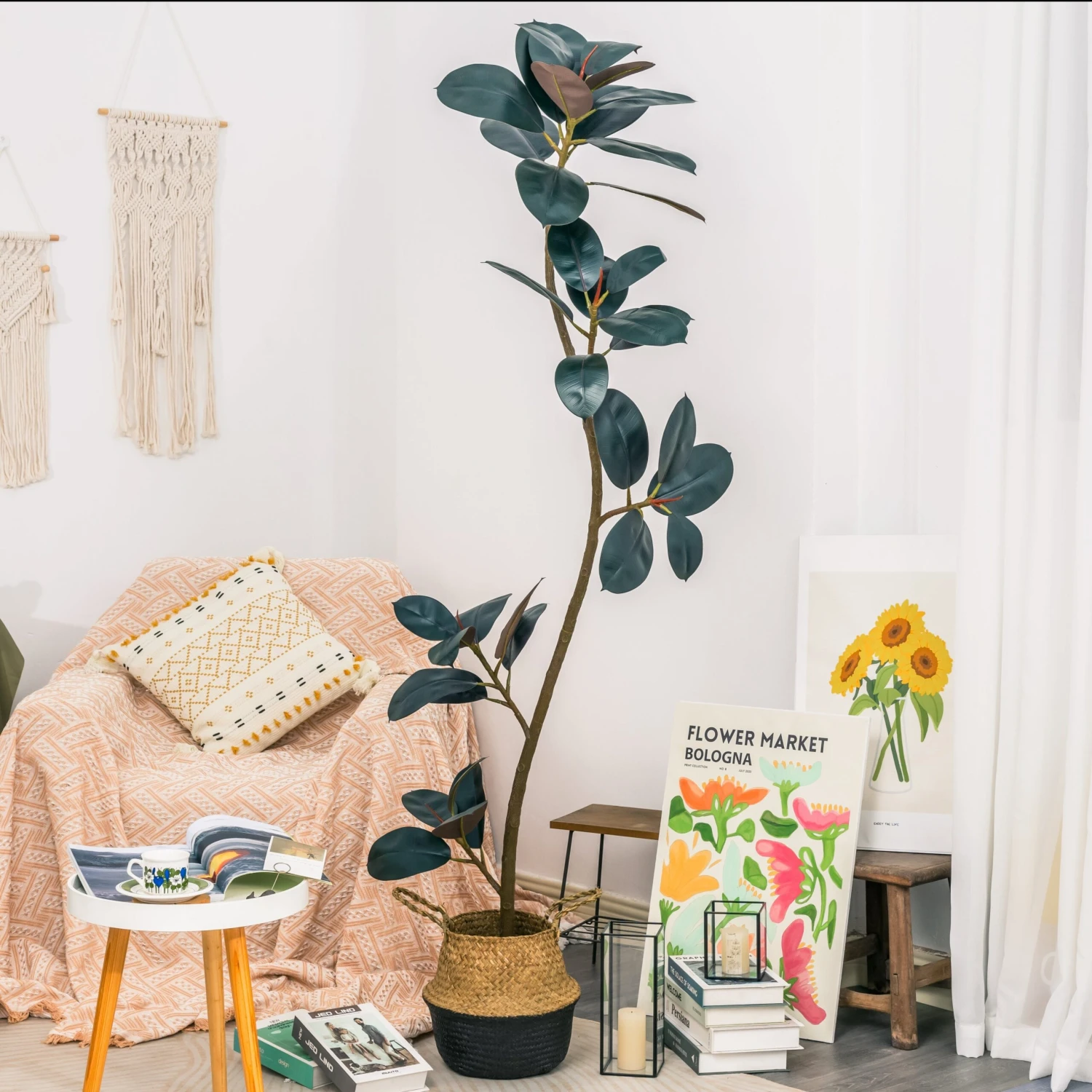 NCYP Artificial Rubber Tree, Rubber Fig, Rubber Bush 5.9FT (70.8 Inches) Tall Faux Plant For Home Office Decor, Indoor Fake Potted Ficus Elastica Tree With Plastic Pot And Rattan Woven Basket 3 NCYP Artificial Rubber Tree, Rubber Fig, Rubber Bush 5.9FT (70.8 Inches) Tall Faux Plant For Home Office Decor, Indoor Fake Potted Ficus Elastica Tree With Plastic Pot And Rattan Woven Basket