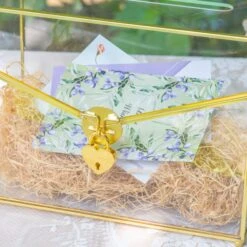 Handmade Envelope Shape Geometric Glass Wedding Card Box Terrarium With Slot, Heart Lock Key -Ncyp Garden Store G01A7056 231884d4 2220 4004 b019 a6b22f2fe529