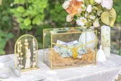 Handmade Envelope Shape Geometric Glass Wedding Card Box Terrarium With Slot, Heart Lock Key -Ncyp Garden Store G01A7174 2 2d56428f 1799 4db9 a4da e98b0b56a8a6