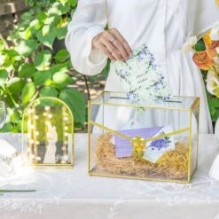 Handmade Envelope Shape Geometric Glass Wedding Card Box Terrarium With Slot, Heart Lock Key -Ncyp Garden Store G01A7261 2 144e189f 1e93 4f8d 9876 9b096ed9b2a2