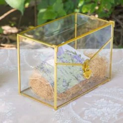 Handmade Envelope Shape Geometric Glass Wedding Card Box Terrarium With Slot, Heart Lock Key -Ncyp Garden Store G01A7305 439a1075 5bcc 410e 8493 30efe076f823