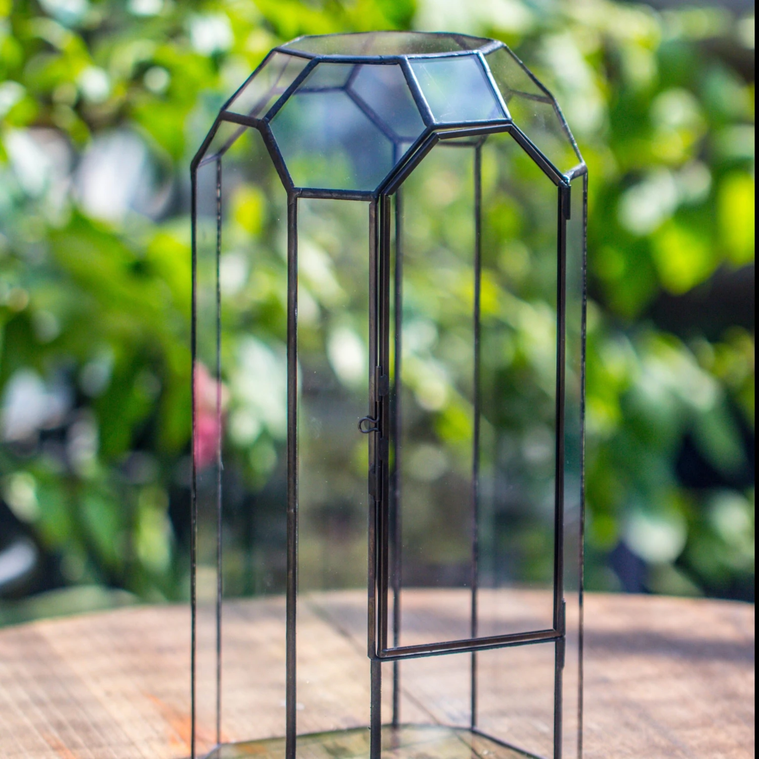 Vintage Tall Octagon Geometric Tin Glass Terrarium , 12.6" , Close, Suitable For Tall Plants, Orchid, Small Begonia Pitcher, Micro Landscape -with White Light Set 5 Vintage Tall Octagon Geometric Tin Glass Terrarium , 12.6" , Close, Suitable For Tall Plants, Orchid, Small Begonia Pitcher, Micro Landscape -with White Light Set - Image 3