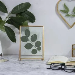 5x7" Brass Gold Tabletop Vintage Frame Geometric Ornament Plant Specimen Clip Modern Decor Card Holder 2-Folded Reception Engagement -Ncyp Garden Store il fullxfull.2266648471 ofxn