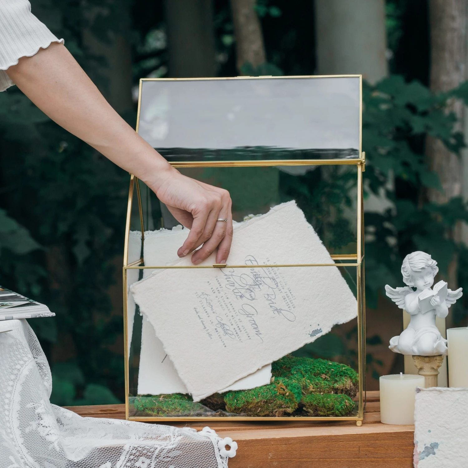 House Shape Arched Top Vintage Glass Card Box Terrarium, Handmade Brass For Wedding Receiption Wishwell Keepsake 3 House Shape Arched Top Vintage Glass Card Box Terrarium, Handmade Brass For Wedding Receiption Wishwell Keepsake