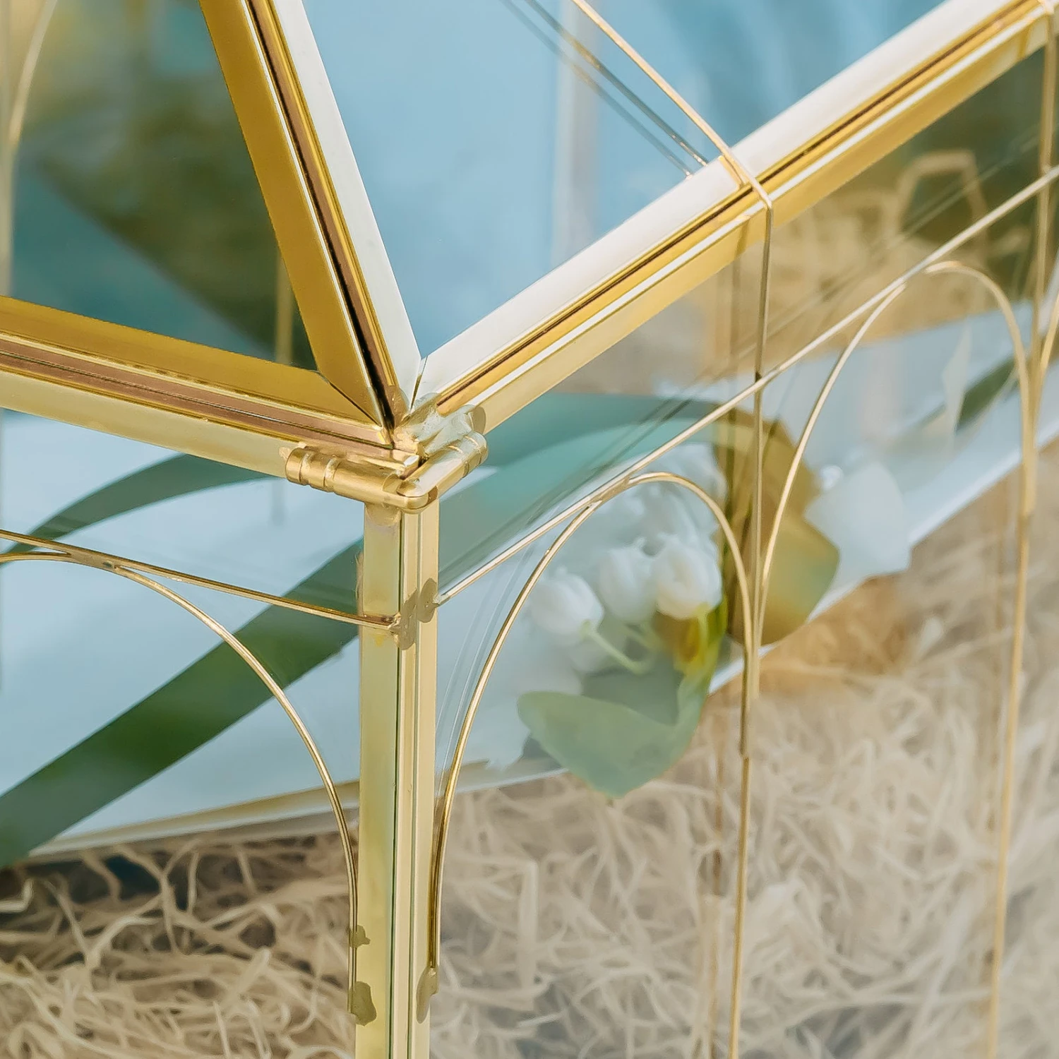 Vintage Gold Large Geometric Glass Card Box Terrarium With Slot, Heart Lock, Foot, Handmade Brass For Wedding Reception Wishwell Keepsake 12 Vintage Gold Large Geometric Glass Card Box Terrarium With Slot, Heart Lock, Foot, Handmade Brass For Wedding Reception Wishwell Keepsake - Image 10