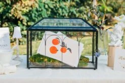 Vintage Black Large Geometric Glass Card Box Terrarium With Slot, Heart Lock, Foot, Handmade Brass For Wedding Reception Wishwell Keepsake -Ncyp Garden Store il fullxfull.4647090549 2enu