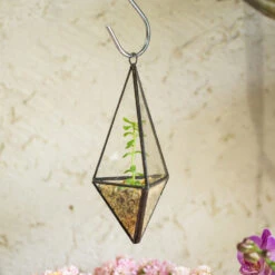 Handmade Hanging Mini Triangular Glass Geometric Terrarium For Fern Moss Succulent Airplants -Ncyp Garden Store product image 386603767