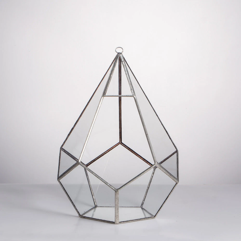 Handmade Silver Hanging Teardrop Shape Geometric Glass Terrarium For Succulent Moss Fern 3 Handmade Silver Hanging Teardrop Shape Geometric Glass Terrarium For Succulent Moss Fern