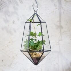 Handmade Hanging Artistic Clear Glass Six-surfaces Diamond Geometric Terrarium DIY For Succulent Pot -Ncyp Garden Store product image 471640400