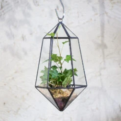 Handmade Hanging Artistic Clear Glass Six-surfaces Diamond Geometric Terrarium DIY For Succulent Pot -Ncyp Garden Store product image 471640412