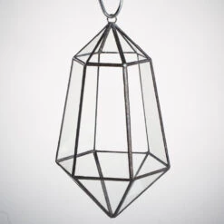 Handmade Hanging Artistic Clear Glass Six-surfaces Diamond Geometric Terrarium DIY For Succulent Pot -Ncyp Garden Store product image 471640415
