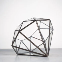 Handmade Diamond Open Glass Geometric Terrarium For Succulents Moss Fern Cacti -Ncyp Garden Store product image 477562845