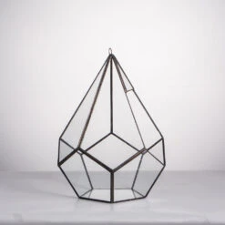 Handmade Black Hanging Teardrop Shape Glass Geometric Terrarium For Succulents Cacti -Ncyp Garden Store product image 480627795