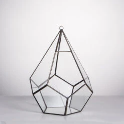 Handmade Black Hanging Teardrop Shape Glass Geometric Terrarium For Succulents Cacti -Ncyp Garden Store product image 480627796