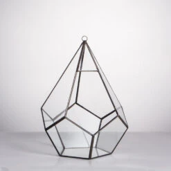 Handmade Black Hanging Teardrop Shape Glass Geometric Terrarium For Succulents Cacti -Ncyp Garden Store product image 480627813