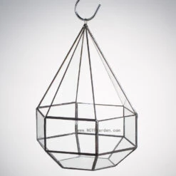 Handmade Hanging Six-surface Diamond Glass Geometric Terrarium With 3 Spaced Opening For Succulents -Ncyp Garden Store product image 482680886