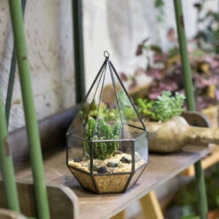Handmade Hanging Six-surface With 3 Spaced Opening Glass Geometric Terrarium For Succulent Cacti -Ncyp Garden Store product image 499880065