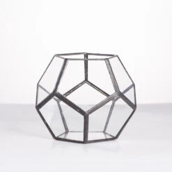 Handmade Mini Black Pentagon Glass Geometric Terrarium For Ring Box Moss