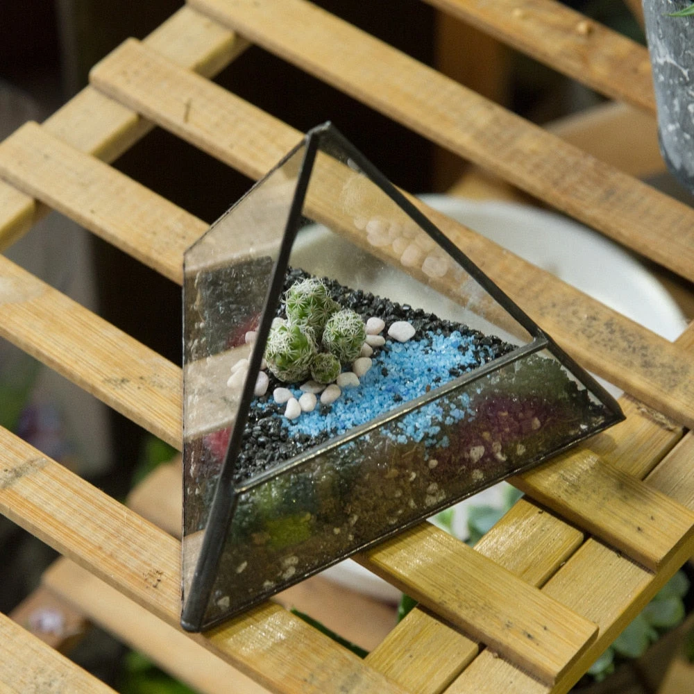 Handmade Small Pyramid Glass Geometric Terrarium For Ring Box Moss Cacti 11 Handmade Small Pyramid Glass Geometric Terrarium For Ring Box Moss Cacti - Image 9