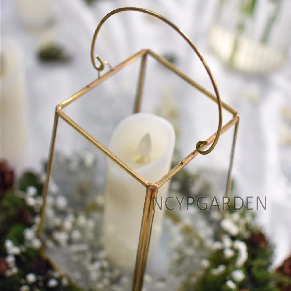 Handmade Copper Gold Echelon Geometric Glass Terrarium Holder Lantern Hanging Wall For Wedding 6 Handmade Copper Gold Echelon Geometric Glass Terrarium Holder Lantern Hanging Wall For Wedding - Image 4