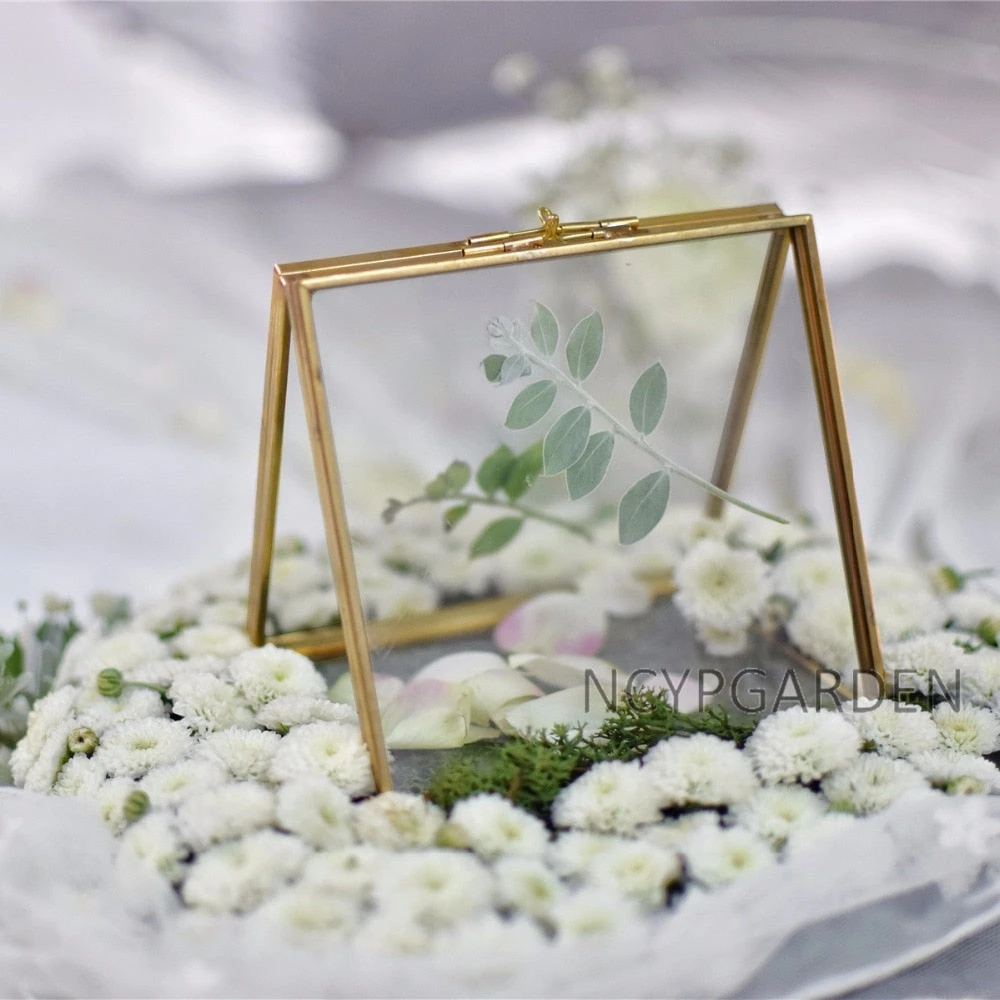 Handmade 2 Sided Standing Copper Brass Glass Rectangular Photo Frame For Wedding 3 Handmade 2 Sided Standing Copper Brass Glass Rectangular Photo Frame For Wedding
