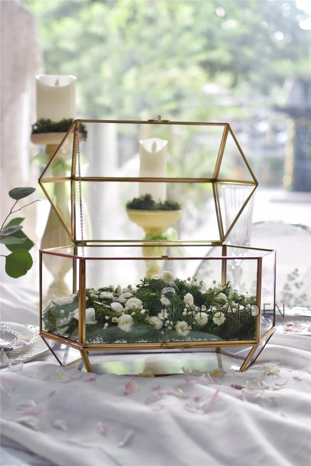 Handmade Large Geometric Glass Wedding Card Box Gift Card Box Keepsake Recipe Reception Envelope 6 Handmade Large Geometric Glass Wedding Card Box Gift Card Box Keepsake Recipe Reception Envelope - Image 4